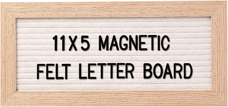 G GAMIT Small Magnetic Felt Letter Board 11x5Inch with Changeable Letters and Numbers, Message board Letter Sign Board in Wood Frame for Anoucement&Notification(White) - Image 1